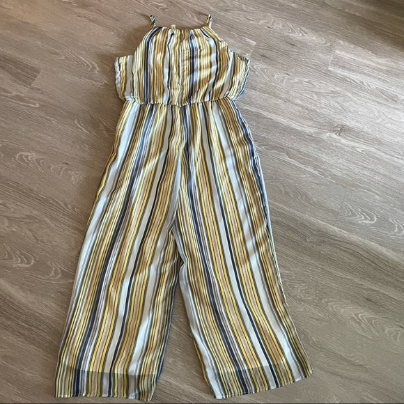 Yellow and Blue Striped Jumpsuit - Picture 7 of 10